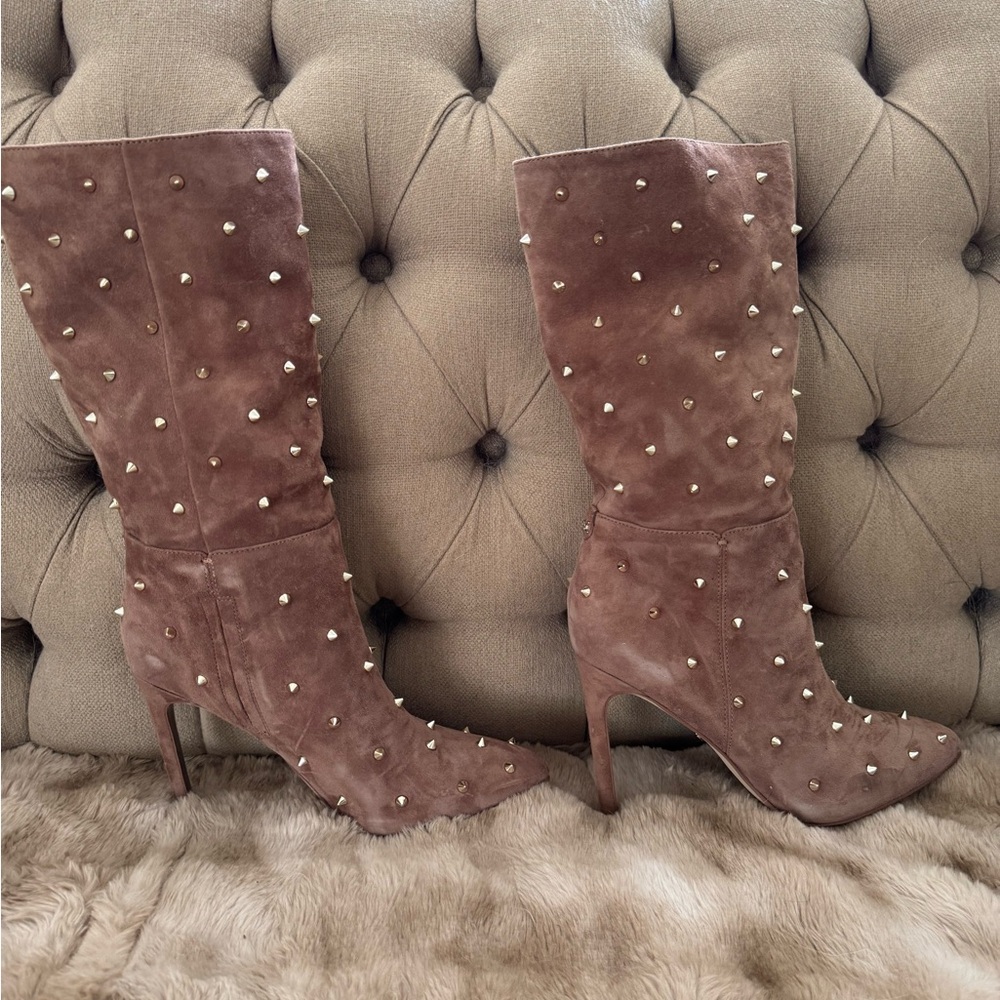 Sam Edelman Brown Suede Studded Heeled Boots